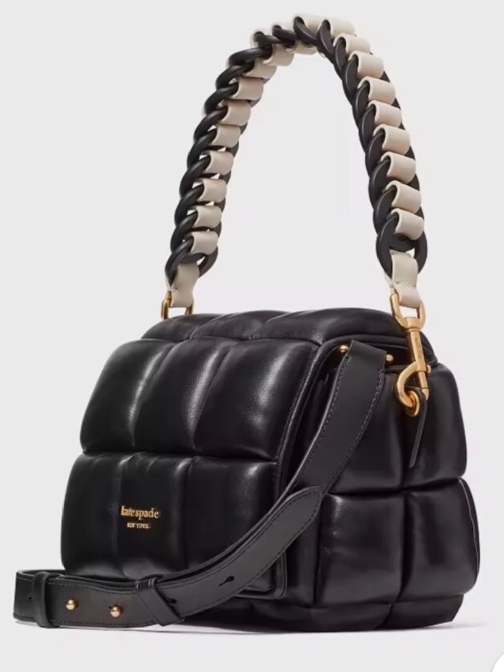 NWOT Kate Spade Black Quilted Boxy Crossbody with Braided Handle